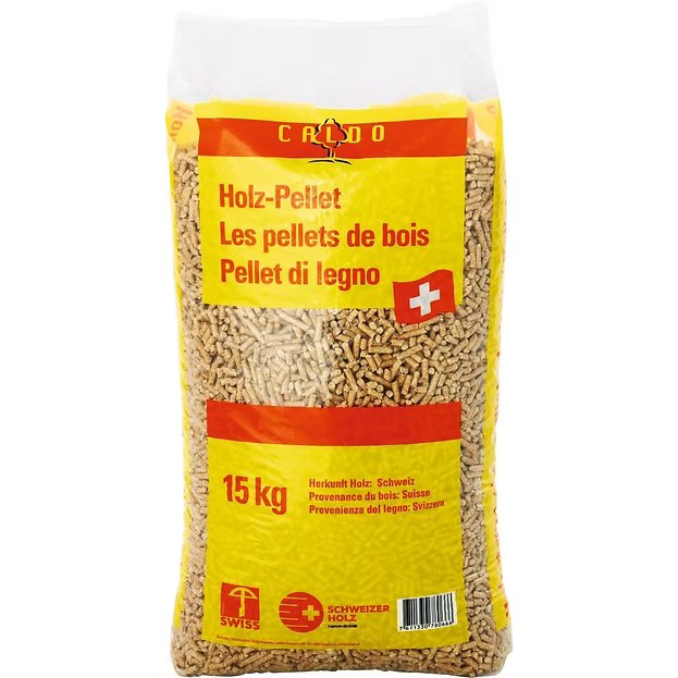 Caldo Premium-Pellets – 720 kg – Palette 48 × 15 kg – 100 % Schweizer Holz | Ramsauer Brennholz