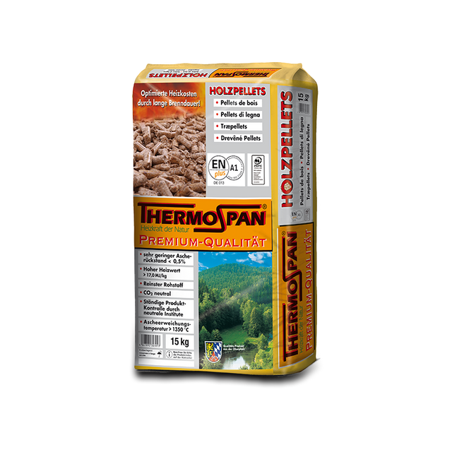 Thermospan® Premium-Pellets – 990 kg – Palette 66 × 15 kg – Über ENplus-Standard | Ramsauer Brennholz