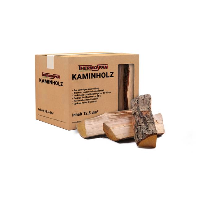 Thermospan® Kaminholz – Palette 72 Netze à 12,5 dm³ – Gemischtes Hartholz | Ramsauer Brennholz