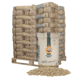 BADGER Premium-Pellets – 975 kg – Palette 65 × 15 kg – ENplus A1 | Ramsauer Brennholz