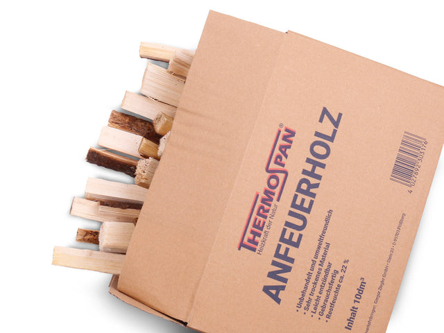 Thermospan® Anfeuerholz – Palette 60 Netze à 10 dm³ – Kiefer & Fichte | Ramsauer Brennholz