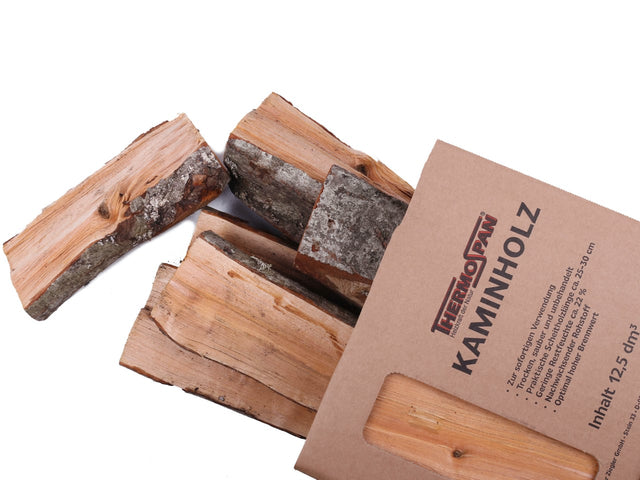 Thermospan® Kaminholz – Palette 72 Netze à 12,5 dm³ – Gemischtes Hartholz | Ramsauer Brennholz
